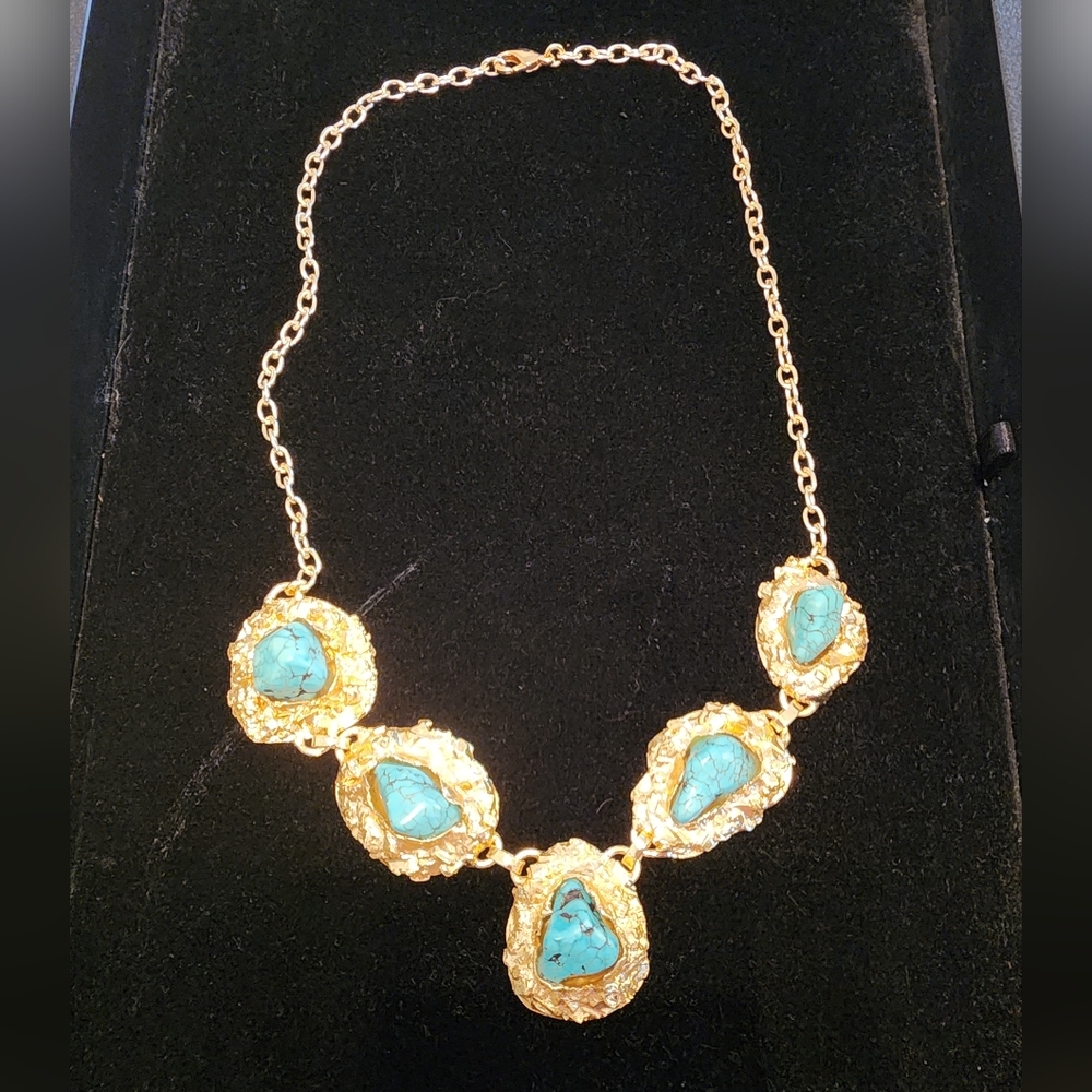 BANSRI GOLD TONE AND TURQUIOSE